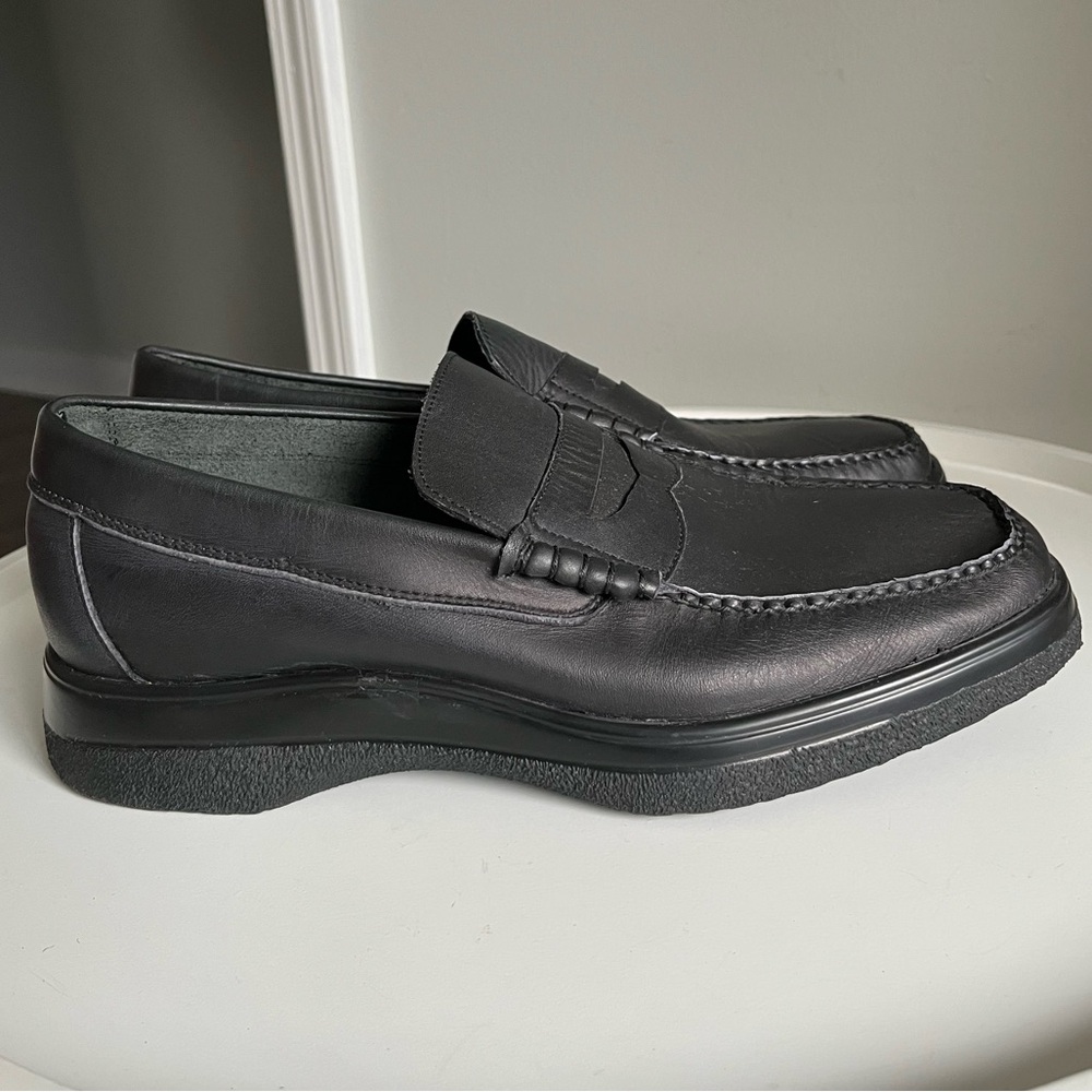 Hitchcock Black Leather Men’s Shoes Slip On Wide 3E Size 10